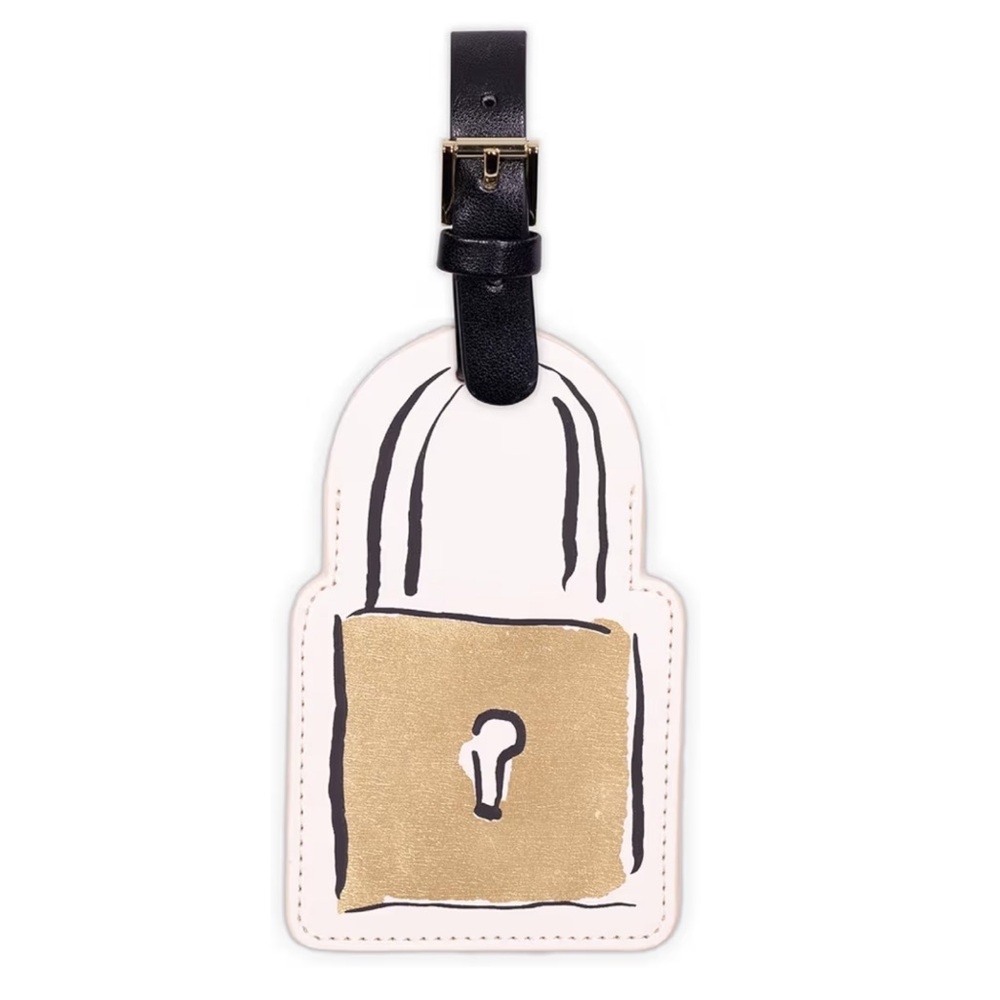 Kate Spade Gold Lock and Black Luggage Tag - New